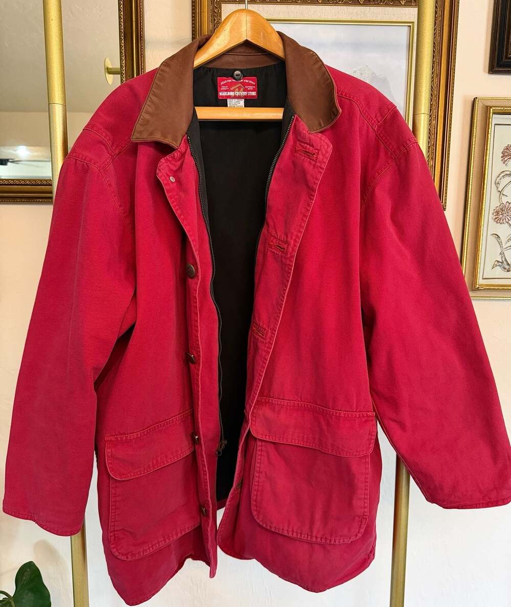 Vintage Marlboro Country Store Canvas Field Jacket Red Size L